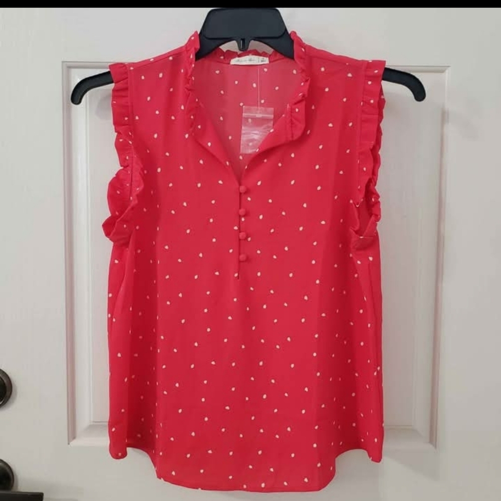 Active Usa Pink Polka Dot Sleeveless Top